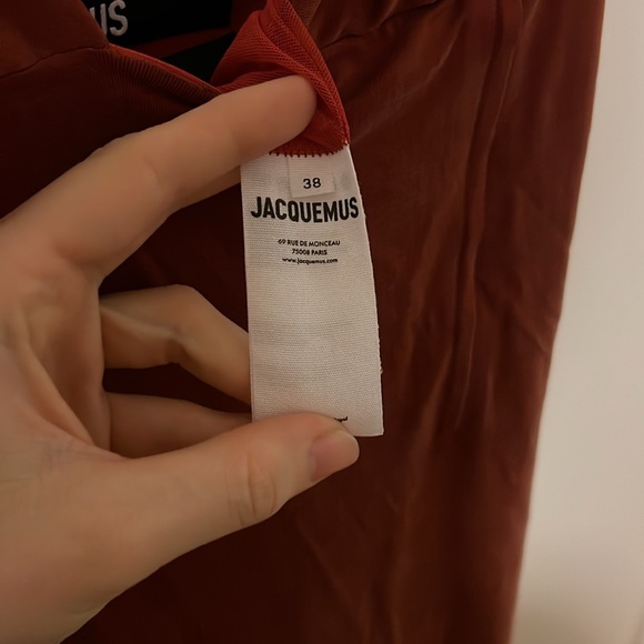 JACQUEMUS - Praia washed cupro midi dress in brick - Picture 8 of 8